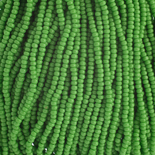 Czech Seed Bead 11/0 Cut Opaque Light Green Strung Hank