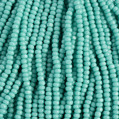 Czech Seed Bead 11/0 Cut Opaque Turquoise Strung Hank