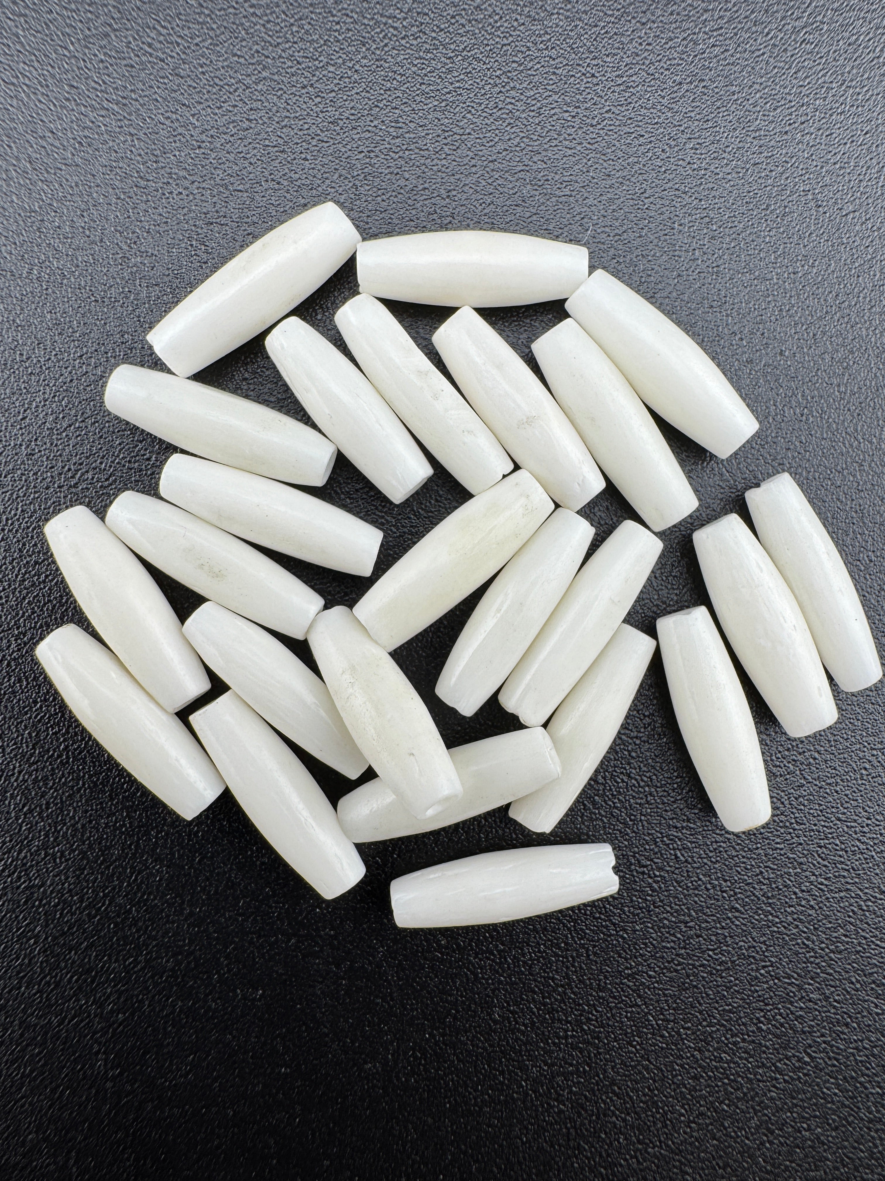 Ivory Buffalo Bone Pipe, Thin,  0.5–2.5inch Carved Bone Pieces for Jewelry & Crafts