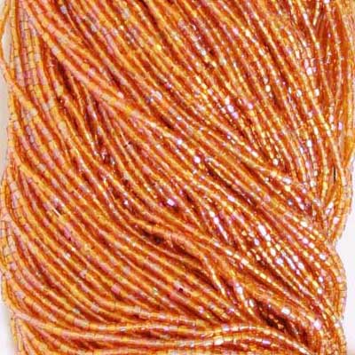 Czech Seed Bead 3Cut 10/0 Transparent Dark Topaz Rainbow Strung Hank