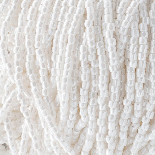 Czech Seed Beads3Cut 9/0 Opaque White Luster Strung Hank