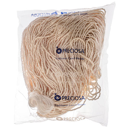 Czech Seed Beads3Cut 9/0 Opaque White Eggshell Strung Hank