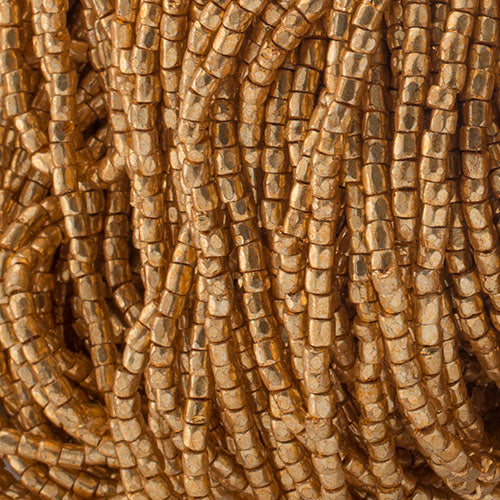 Czech Seed Beads3Cut 9/0 Opaque Gold Metallic Strung Hank