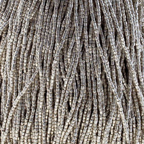 Czech Seed Beads3Cut 9/0 Opaque Silver Terra Metallic Dyed Strung Hank