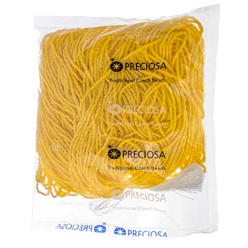 Czech Seed Beads3Cut 9/0 Opaque Yellow Lemon Strung Hank