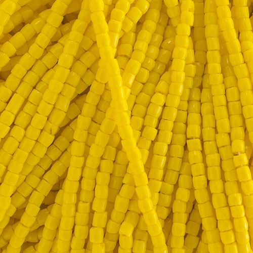 Czech Seed Beads3Cut 9/0 Opaque Golden Yellow Strung Hank