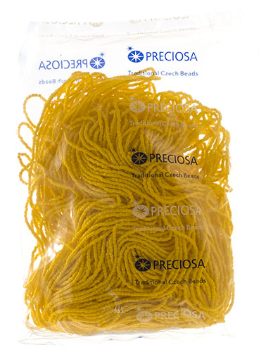 Czech Seed Beads3Cut 9/0 Opaque Golden Yellow Strung Hank