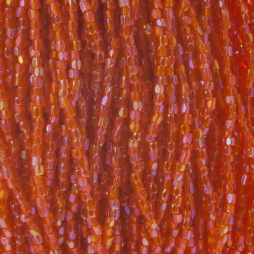 Czech Seed Beads3Cut 9/0 Transparent Orange Luster strung Hank