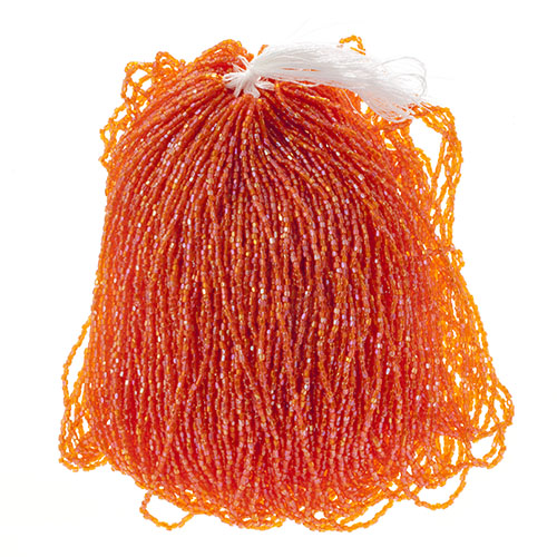 Czech Seed Beads3Cut 9/0 Transparent Orange Luster strung Hank