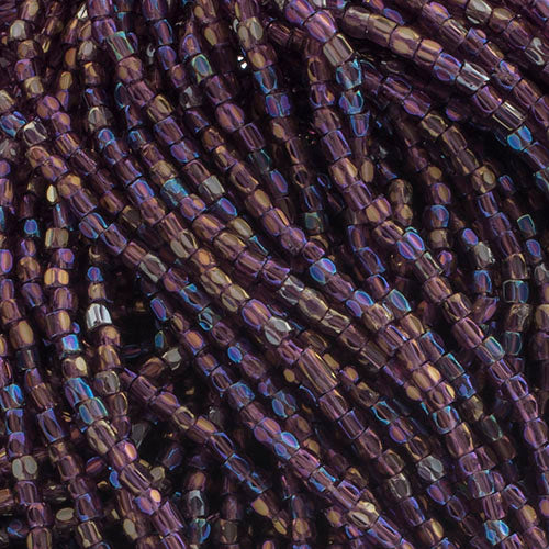 Czech Seed Beads3Cut 9/0 Transparent Amethyst AB Strung Hank
