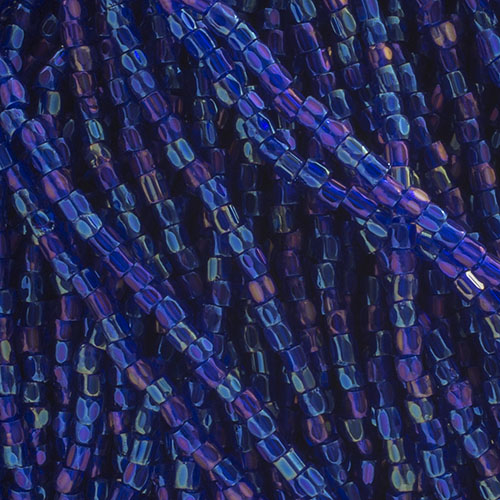 Czech Seed Beads3Cut 9/0 Transparent Navy Blue Iris Strung Hank