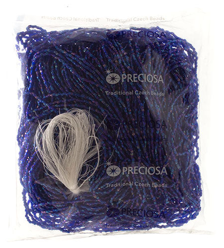 Czech Seed Beads3Cut 9/0 Transparent Navy Blue Iris Strung Hank