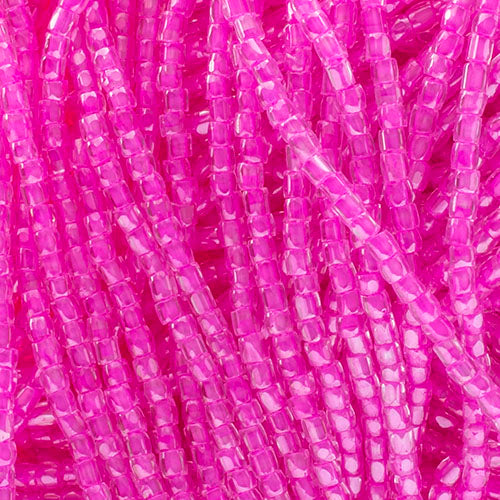 Czech Seed Beads3Cut 9/0 Transparent Rose C/L Strung Hank