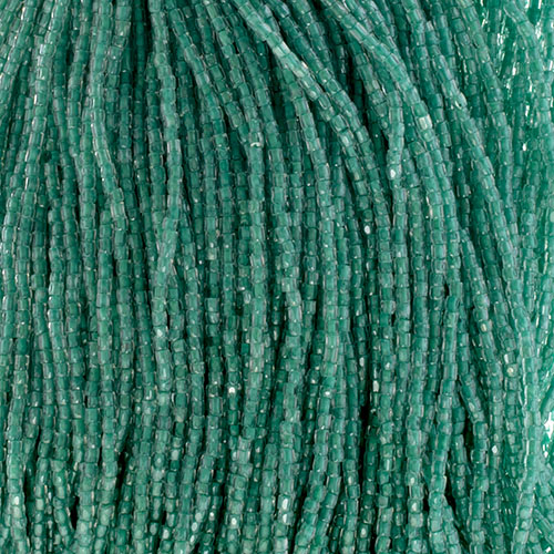 Czech Seed Beads3Cut 9/0 Transparent Crystal Green C/L Strung Hank