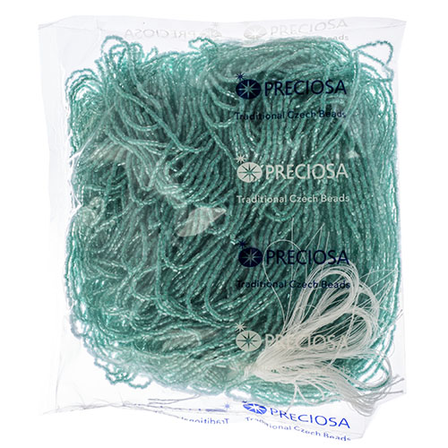 Czech Seed Beads3Cut 9/0 Transparent Crystal Green C/L Strung Hank