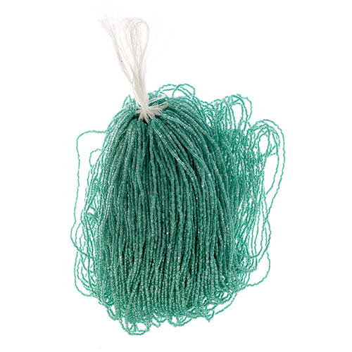 Czech Seed Beads3Cut 9/0 Transparent Crystal Green C/L Strung Hank