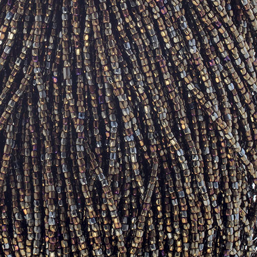 Czech Seed Beads 9/0 3Cut Opaque Brown AB Strung Hank