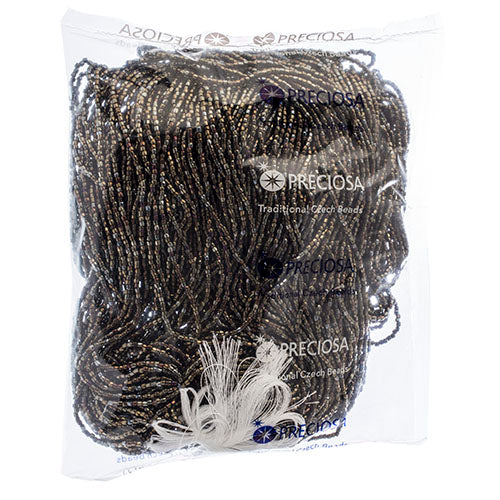 Czech Seed Beads 9/0 3Cut Opaque Brown AB Strung Hank