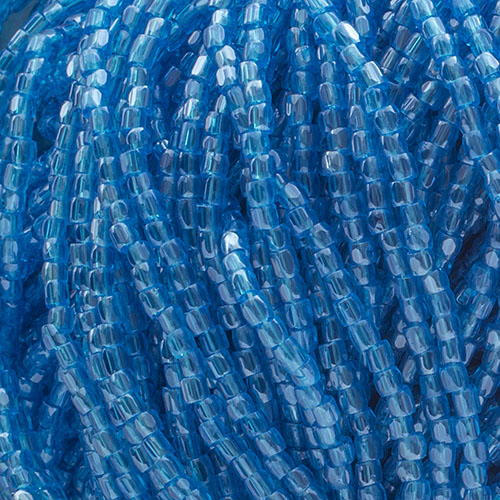 Czech Seed Beads 9/0 3Cut Transparent Capri Blue Luster Strung Hank