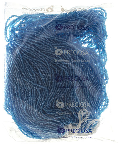 Czech Seed Beads 9/0 3Cut Transparent Capri Blue Luster Strung Hank