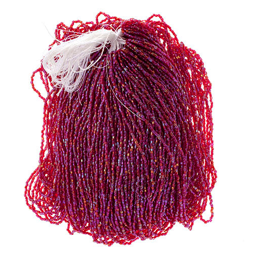 Czech Seed Beads 9/0 3Cut Transparent Red Iris Strung hank