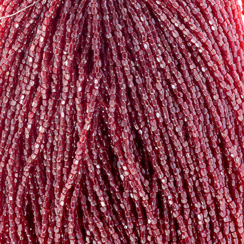 Czech Seed Beads 9/0 3Cut Transparent Red Luster Strung hank