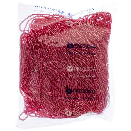 Czech Seed Beads 9/0 3Cut Opaque Light Red Luster Strung Hank