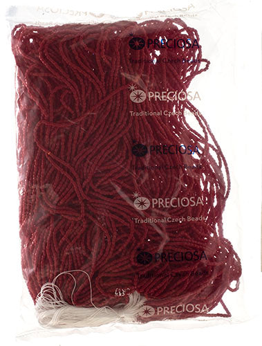 Czech Seed Beads 9/0 3Cut Opaque Dark Red Strung Hank