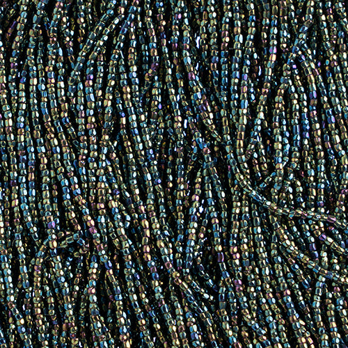 Czech Seed Beads 3Cut 12/0 Opaque Green Iris Hank