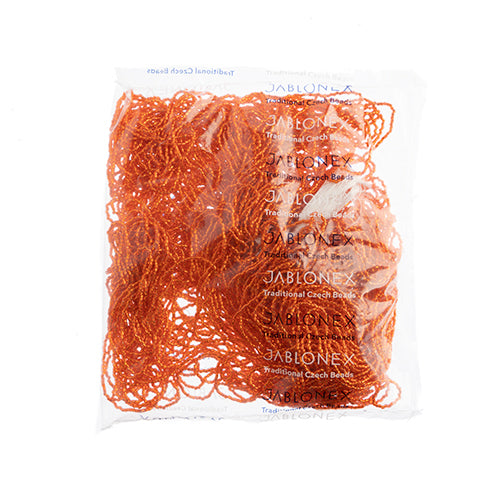 Czech Seed Beads 3Cut 12/0 Silver Lined Orange Strung Hank