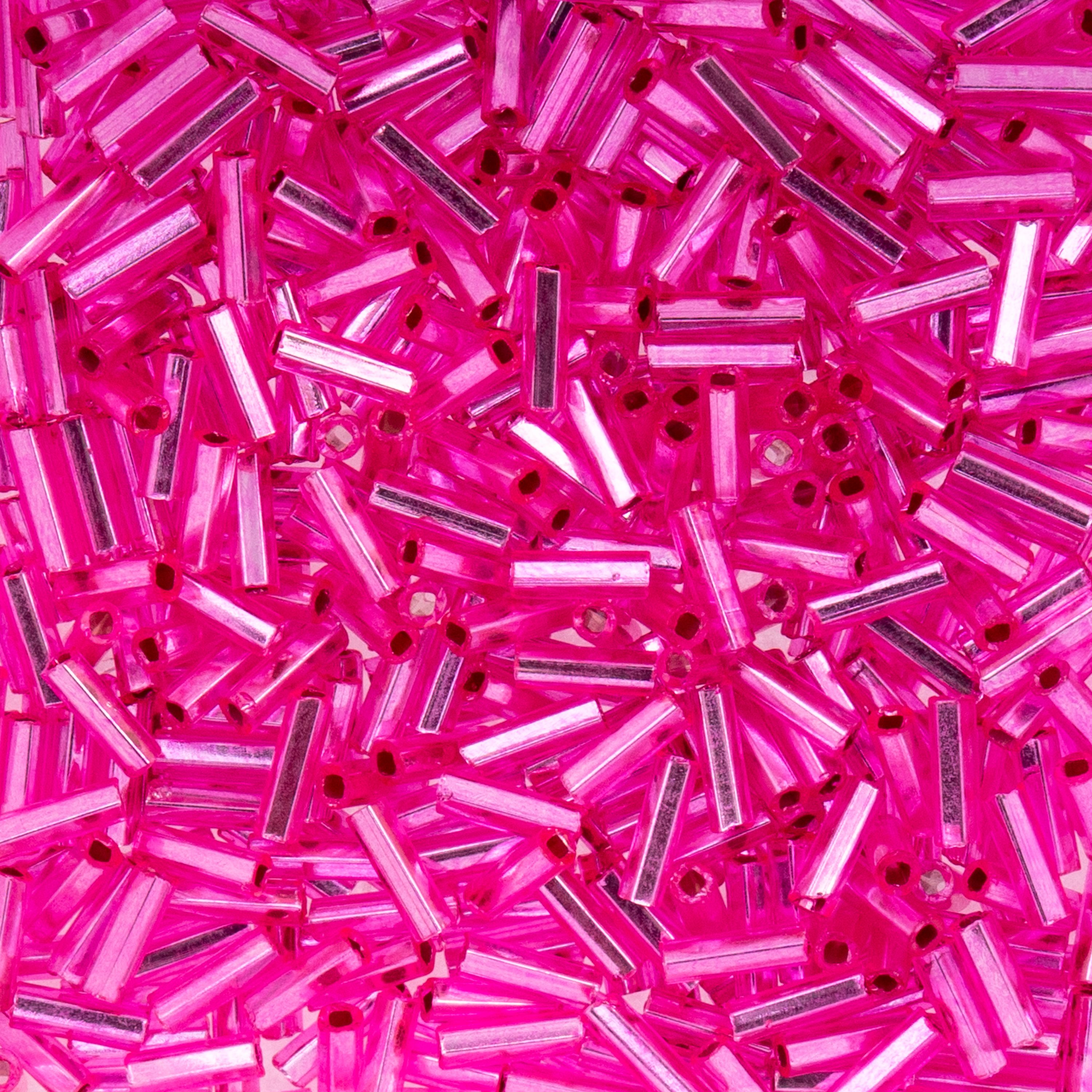 Czech Bugle Beads #3 S/L Fuchsia Dyed