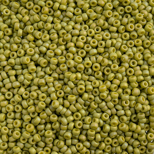 Miyuki Seed Bead 11/0 apx 22g Frosted Glazed/ Rainbow Green Lime Matte AB