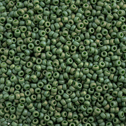 Miyuki Seed Bead 11/0 apx 22g Frosted Glazed/ Rainbow Green Emerald Matte AB