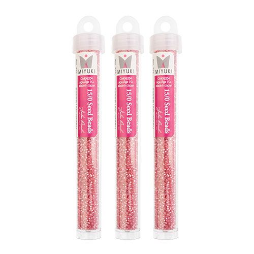 Miyuki Seed Bead apx. 22g Vial 15/0 Medium Rose S/L Opal Dyed