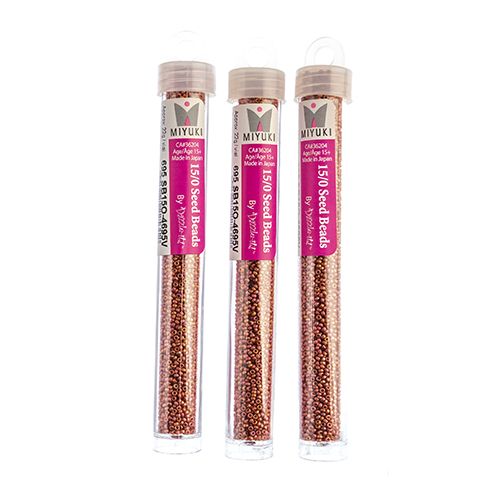 Miyuki Seed Bead 15/0 apx 22g Frosted Glazed/ Rainbow Pink Fuchsia Matte AB