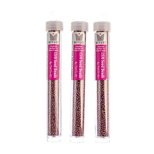 Miyuki Seed Bead 15/0 apx 22g Frosted Glazed/ Rainbow Pink Rosewood Matte AB