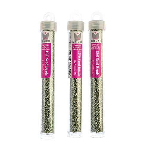 Miyuki Seed Bead 15/0 apx 22g Frosted Glazed/ Rainbow Green Shamrock Matte AB
