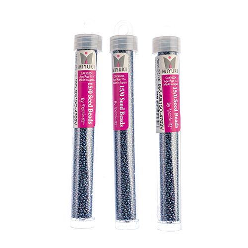 Miyuki Seed Bead 15/0 apx 22g Frosted Glazed/ Rainbow Navy Blue Matte AB