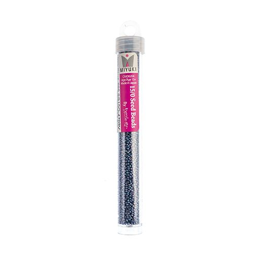 Miyuki Seed Bead 15/0 apx 22g Frosted Glazed/ Rainbow Navy Blue Matte AB