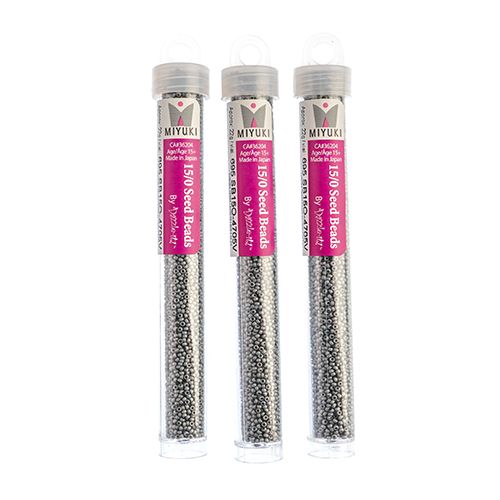 Miyuki Seed Bead 15/0 apx 22g Frosted Glazed/ Rainbow Grey Matte AB
