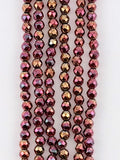 3mm Purple-Gold Faceted Round Hematite Beads