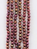 3mm Purple-Gold Faceted Round Hematite Beads