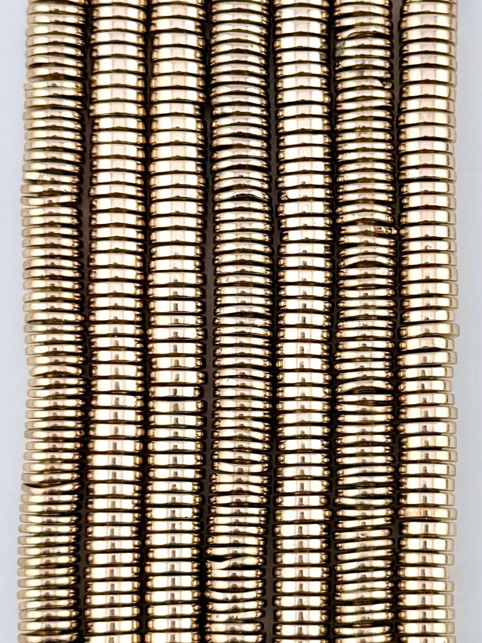 1.5x6.5mm Hematite Heishi Beads Gold