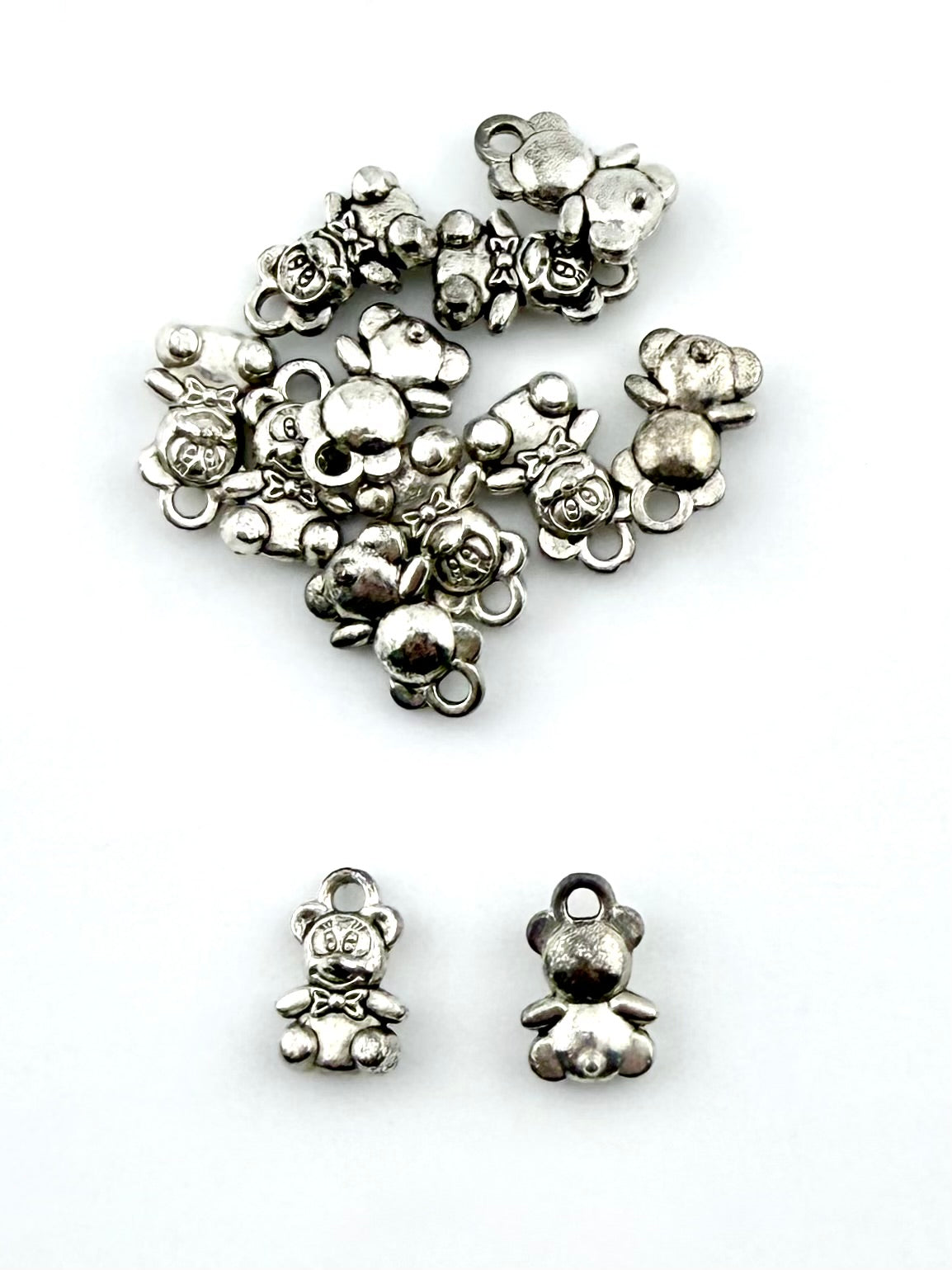 11mm Teddybear Charm Rhodium