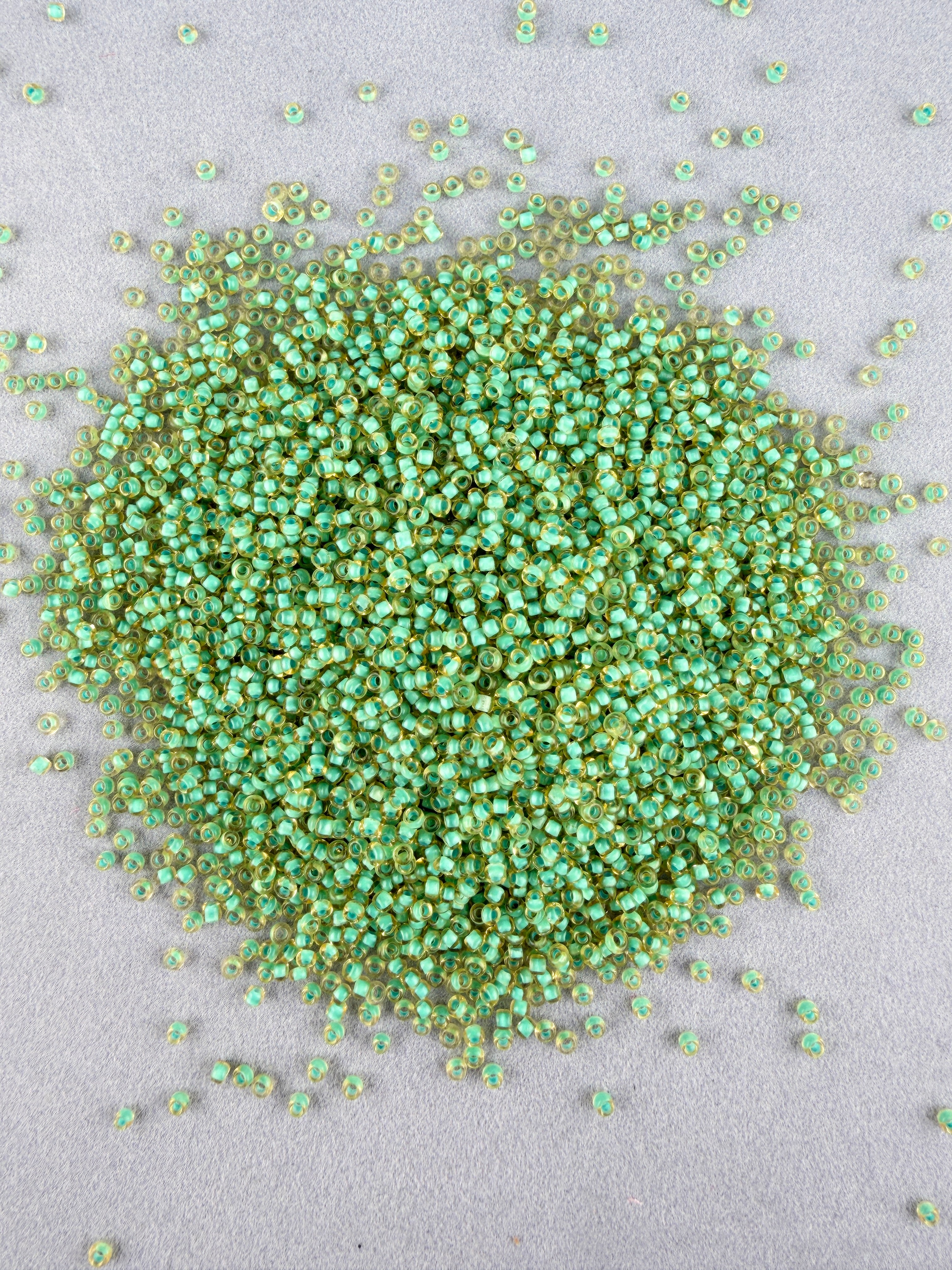 Mino Seed Beads 11/0 Amber Mint Color Lined