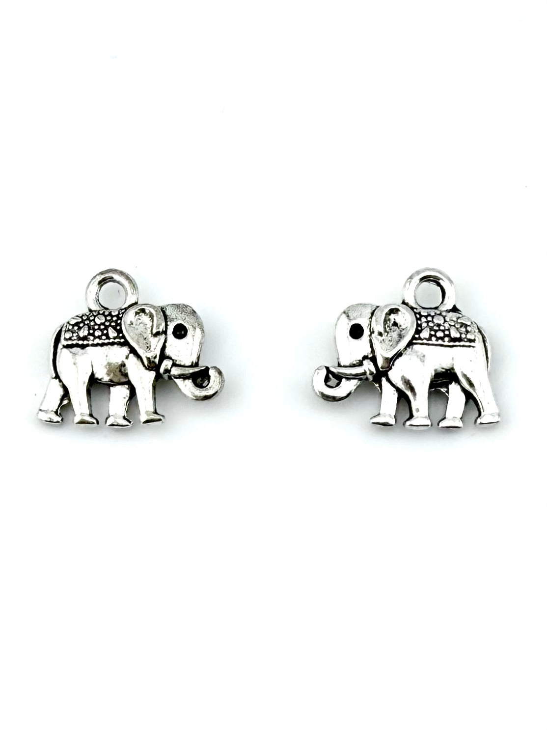 12mm Traditional Elephante Charm Rhodium