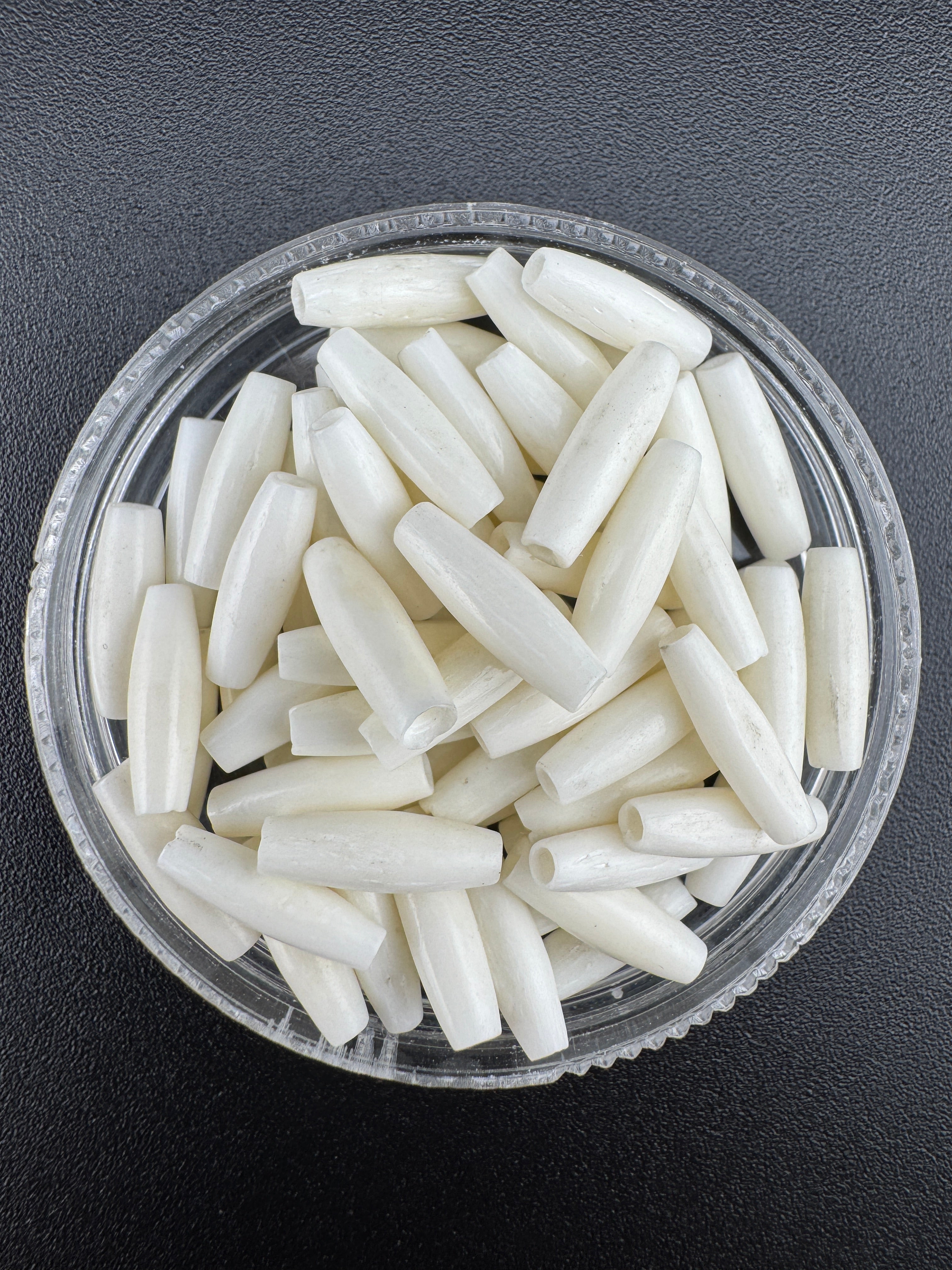 Ivory Buffalo Bone Pipe, Thin,  0.5–2.5inch Carved Bone Pieces for Jewelry & Crafts