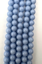 8mm Glass Glow In Dark Round Beads Light Blue