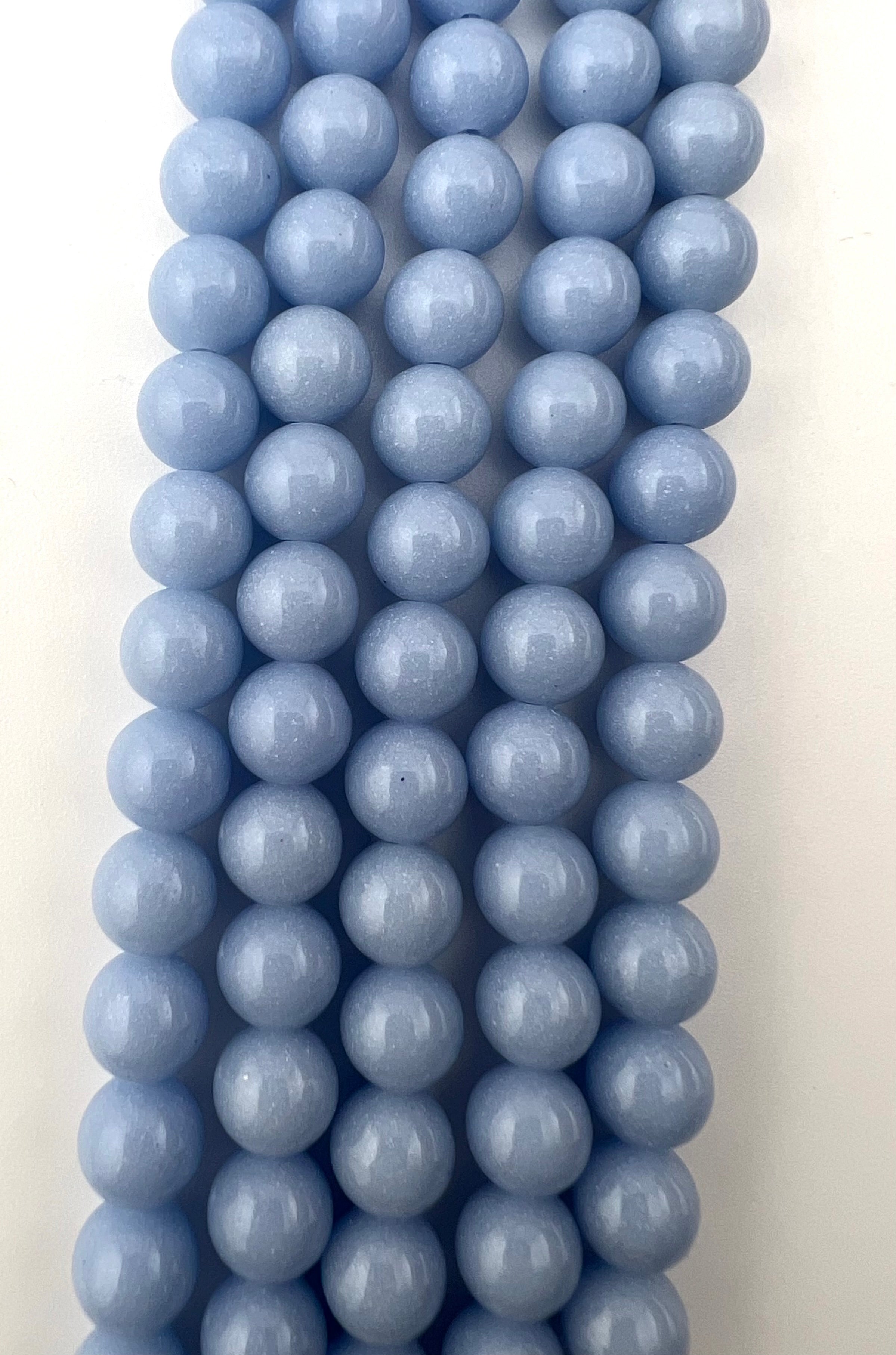 8mm Glass Glow In Dark Round Beads Light Blue