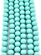 8mm Round Hematite Matte Coat Turquoise